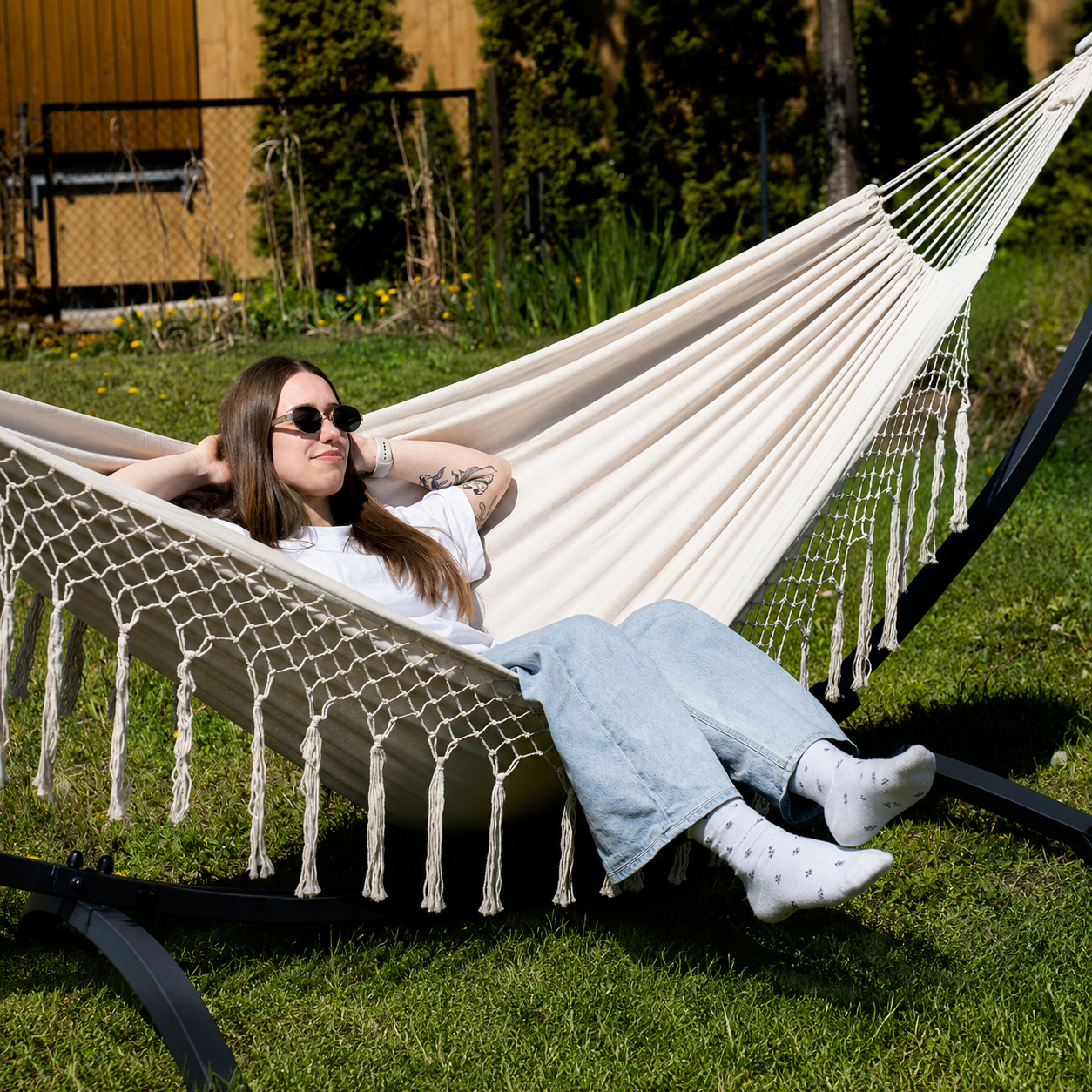 Hamac sur pied Duo en Macramé - Santia XL