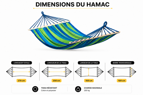 Hamac 1 place avec barre transversale – Acadia